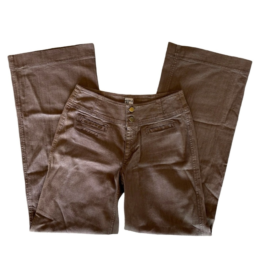 People Like Frank Brown Denim Wide Leg Pant Jeans Size 10 30” Waist - Picture 3 of 8